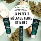 Kit anti-âge Breezh par Herbeevor : cosmétiques naturels combinant CBD et algues marines. Sérum anti-âge prodigieux, crème super anti-âge et contour des yeux fabuleux pour une peau revitalisée et éclatante. Made in France.