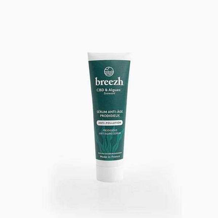 Sérum anti-âge prodigieux Breezh à base de CBD et d'algues marines, conçu pour lutter contre la pollution et revitaliser la peau. Produit naturel Made in France, idéal pour un soin du visage hydratant et protecteur