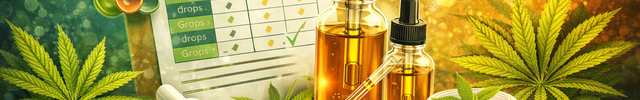 Illustration du dosage et de l’utilisation du CBD avec huile, gélules et accessoires montrant les différentes formes de consommation du chanvre