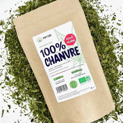 Feuilles de chanvre bio POPCBD préparées en infusion