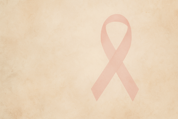 fond naturel avec subtil ruban rose (overlay 20 %). (pas de texte - octobre rose)