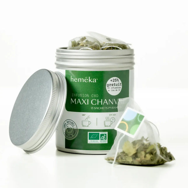 Infusettes Maxi chanvre Hemeka, boîte de 15 sachets