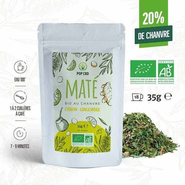 Maté Chanvre Citron Gingembre Bio - POPCBD - HerBeevor