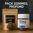 Pack Sommeil Profond Herbeevor avec fleur Harlequin CBN et gélules CBD CBN pour favoriser un sommeil naturel, profond et réparateur