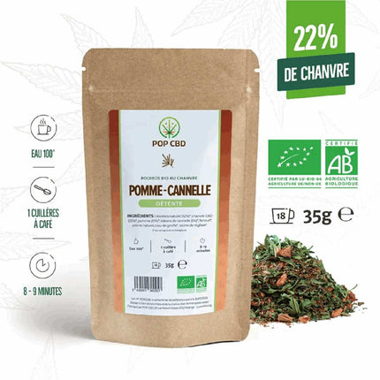 Tisane Bio Détente saveur Pomme Cannelle - POPCBD - HerBeevor